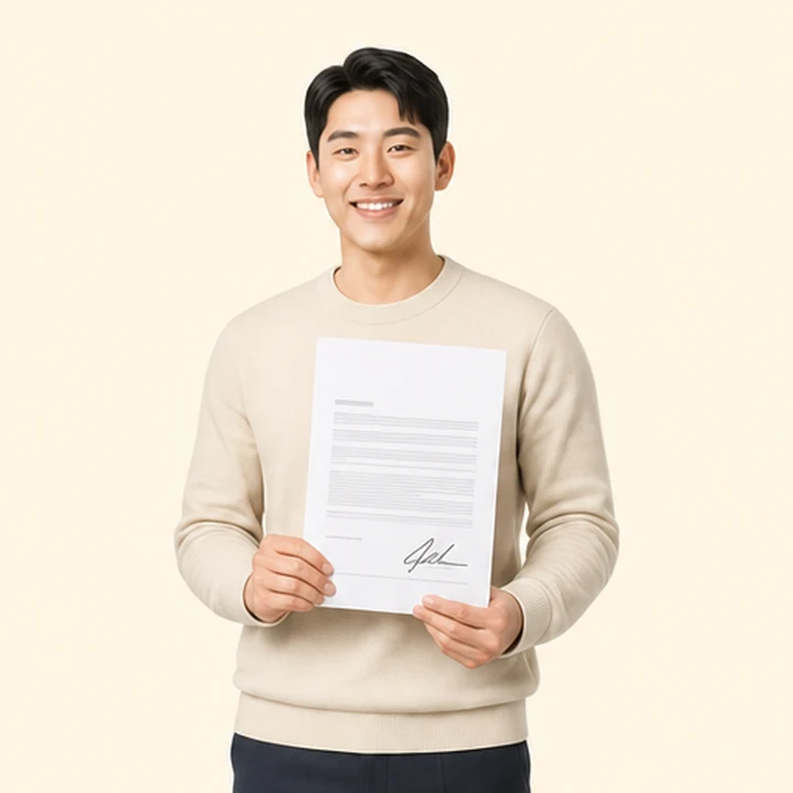 신용불량자 펠리세이드 장기렌트 서면 견적서를 들고 있는 고객